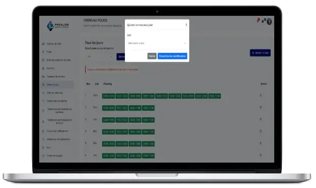 Fenêtre Ajouter un nouveau jour sur ordinateur