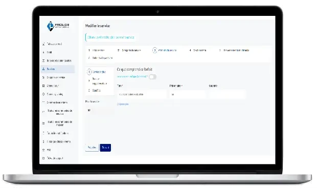 Liste des services avec prix sur ordinateur