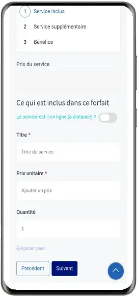 Attributs du service sur mobile