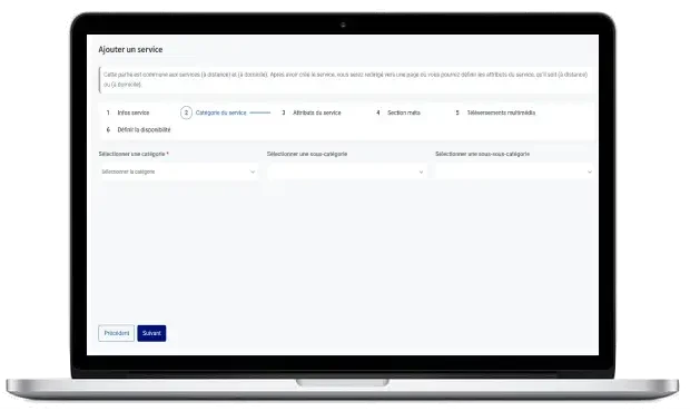 Catégorie du service sur ordinateur
