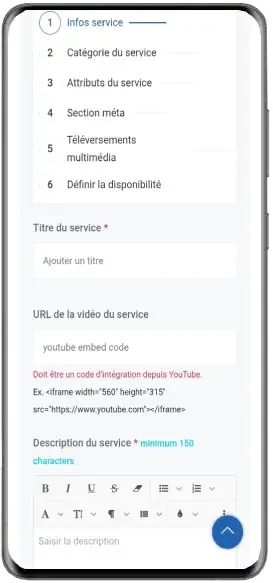 Étape Infos service sur mobile