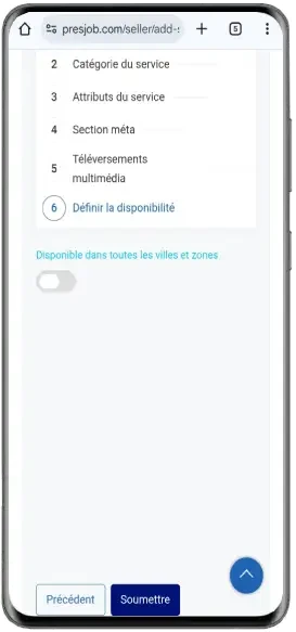 Définir la disponibilité sur mobile