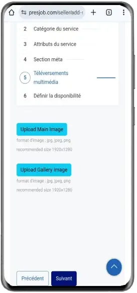 Téléverser les images du service sur mobile